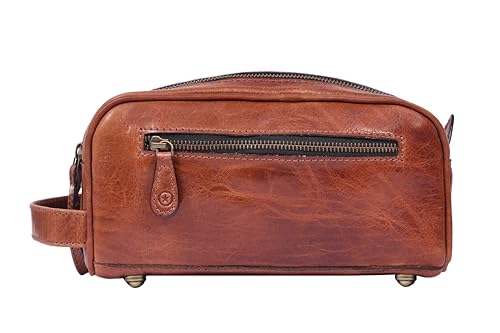 Aaron Leather Goods Waterproof Dopp Kit Travel Pouch (Jade Brown)