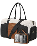 Women Weekender Travel Duffle Bag (10-Black Beige Brown / Large)