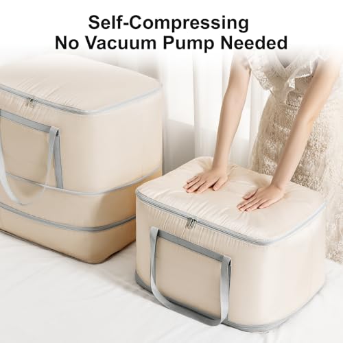 Comforter Storage Bag (Beige / 2 Pack - 3 Layer)