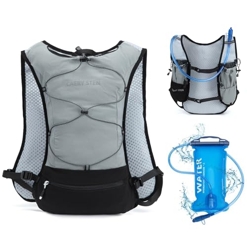 Lightweight Hydration Backpack Running Vest with 1.5L Water Bag (Grey / Standard)