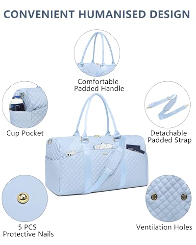 Women Weekender Travel Duffle Bag (06-Light Blue / Large)