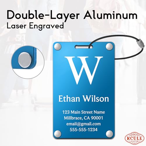 Personalized Luggage Tags (Sleek Bar-blue)