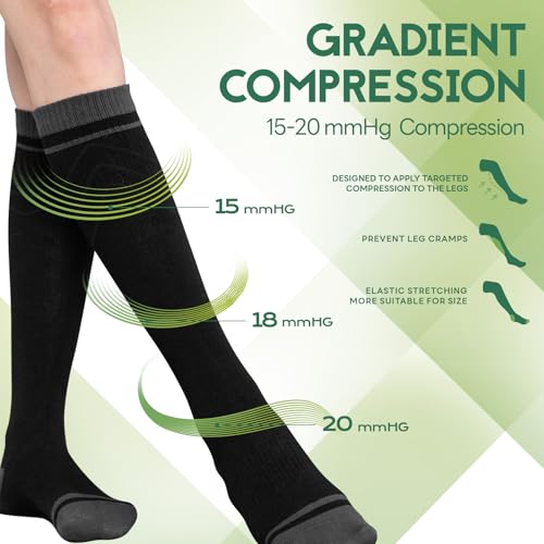 Bamboo Viscose Compression Socks for Women & Men (Large-X-Large / 3 Pairs-(black/Gray/White))