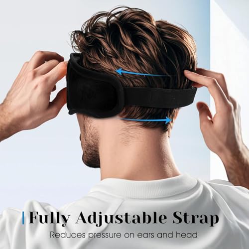 3D Sleep Headphones Bluetooth 5.4 Sleep Mask with HD Speakers (Dark Black)