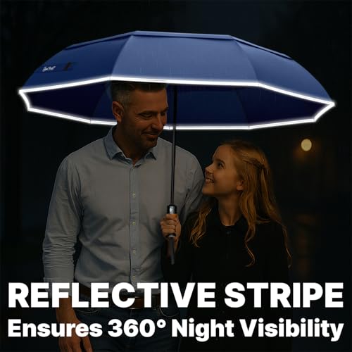 Compact Travel Umbrella for Rain (Dark Blue)