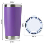 20oz Stainless Steel Tumbler Bulk with Lid (12 Count (Pack of 1) / Powder Purple)