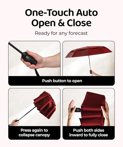 Repel Automatic Travel Umbrella (Red 1-Pack / Standard)