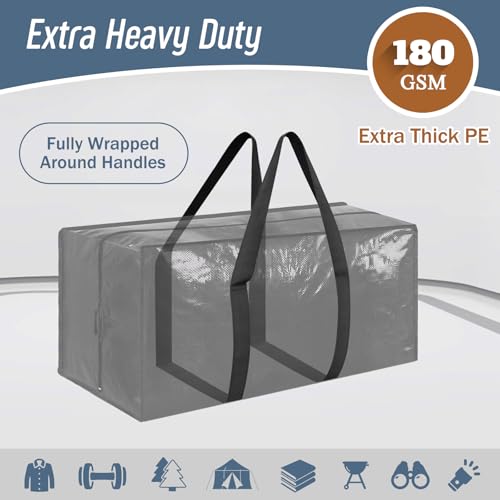 6 Pack Extra Heavy Duty Large Moving Bags with Strong Zipper (Black / 6 Pack)