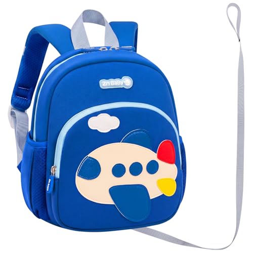 Toddler Backpacks Kids Preschool Cartoon Mini Travel Bag Ages 2 (H-dark Blue Plane(can't Fit Folder) / M for Age 2-5)