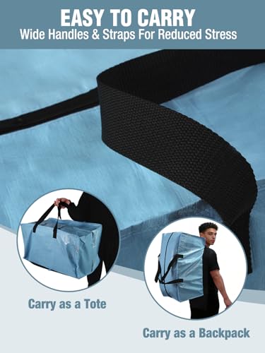 4 Pack Extra Large Moving Bags with Backpack Straps & Handles (Dusty Blue / 4 Pack)