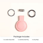 2 Pack KEEPXYZ Genuine Leather Keychain Holder Compatible with Airtag ([2 Pack] Pink V2.0)