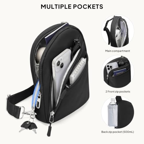 Anti Theft Crossbody Travel Bag for Women Men (1-black)