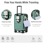 Carry On Luggage 22x14x9 Airline Approved Expandable Hardshell 20 Inch Suitcase with TSA Lock Carry On Suitcase with Wheels Small Travel Rolling Luggage with Cup Holder for Men Women Green (Green / Expandable Carry-On 20-Inch)