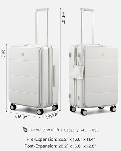 Expandable Medium Checked Luggage (Smoke White / 24 Inch EXT)