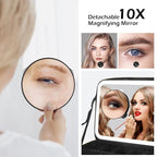 Large Makeup Train Case with Lighted and Mirror 14inch Partitionable Cosmetic Bag Travel Makeup Case Professional Cosmetic Artist Organizer (Golden / Large)