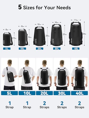 Waterproof Dry Bag Backpack with Emergency Whistle (40L / Black)