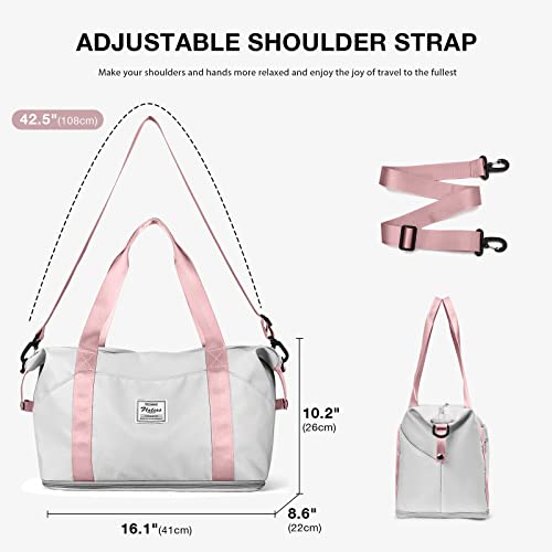 GreyPink Travel Duffel Gym Tote Bag (A97-greypink-expandable / X-large)