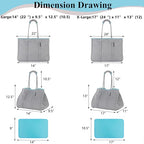 Neoprene Multipurpose Beach Bag Tote with Inner Zipper Pocket (Silver Gray / Large)