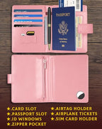 Passport Holder Wallet Cover for Travel (Light Pink)