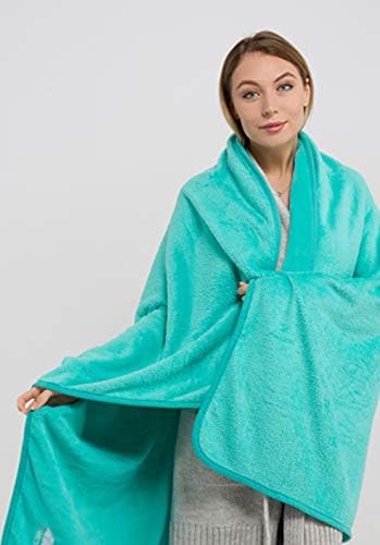 Premium Soft Travel Blanket Pillow 2 Pack Airplane (Teal-2pk-t012)