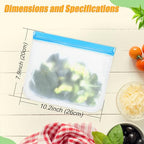 10 Pack Reusable Silicone Food Storage Bags (Blue (Large_10p))