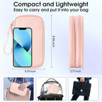 PU Leather Cable Organizer Double Layer Travel Pouch (Pink / M)