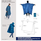 Rain Ponchos for Adults (Large Tall / Navy Blue)