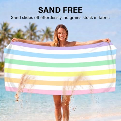 2 Pack Microfiber Beach Towel Oversized 71x32 Colorful Pink Striped (2 Pack Pink Multi / X-Large (32x71 inches))