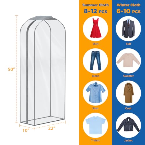 Suit Coat Bags Garment Bags for Hanging Clothes 50 in (50"-4pcs-10" Gussted)