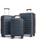 Luggage Sets 3 Pcs Suitcase with Wheels (Blue/Brown / 3-Piece Set-20 Inch/24 Inch/28 Inch)