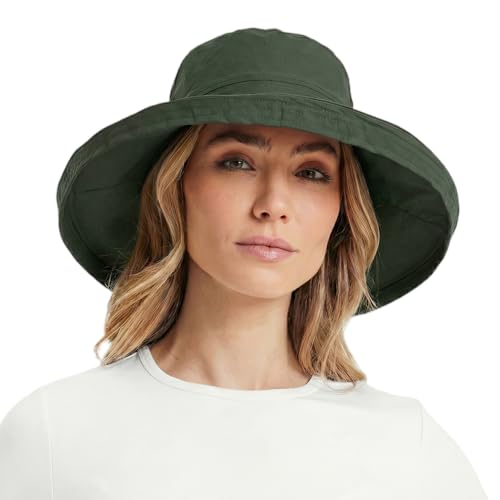 UVCoolix Women's UPF 50+ Wide Brim Cooling Sun Hat (Medium-Large / Green)