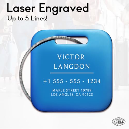 Stainless Luggage Tags for Suitcases (Classic Square-blue)