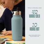 Recycled Stainless Steel Explorer with Flip Straw Lid (Eucalyptus / 32 Ounces)