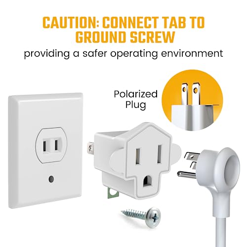 4 Pack ETL Listed 3 Prong to 2 Prong Adapter Converter (4 Pack / A-Ivory White)