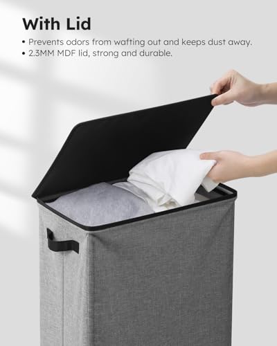 Slim Laundry Basket with Lid (Grey / 70L)