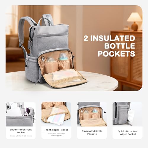 Neoprene Diaper Bag Backpack with Changing Pad (Gray)