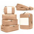 6 Pack Large Compression Packing Cubes for Travel (Mocha / 6 Pack)