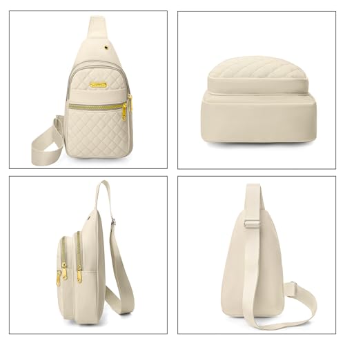 Small Sling Bag For Women Men Casual Crossbody Sling Backpack (8002-beige)