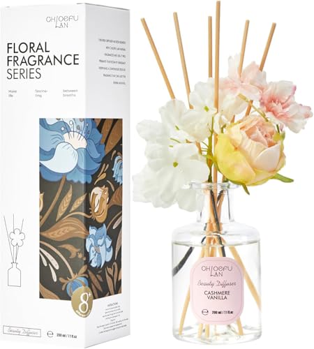 Cashmere Vanilla Reéd Diffuser Set with Flowers Reéd Diffuser Sticks (Cashmere Vanilla / 200ml)