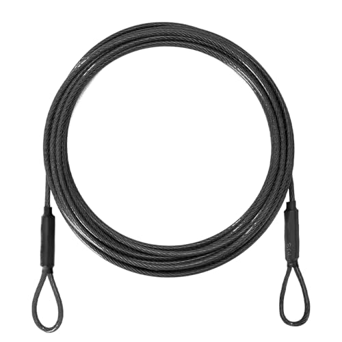 3.3mm (1/8 Inch) Outdoor Travel Security Cable-3/4/6/10/15/20/30ft Luggage Lock Safety Wire Flexible Steel Wire Rope with Double Loop Safety for Luggage, Bike, Lock (Black, 20ft-(1Pack) (Black / 20ft-(1Pack）)