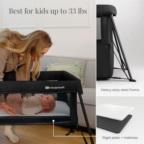 Kinderkraft Cami 3 in 1 Convertible Travel Cot Gray (Grey)