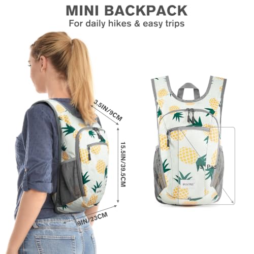 10L 15L Hiking Backpack Lightweight Packable Hiking Daypack Small Travel Outdoor Foldable Shoulder Bag (Yellow Pineapple / 10L)