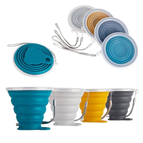 Collapsible Cup for Traveling (4Pack-Pink-Green-Milk Tea-Beige)