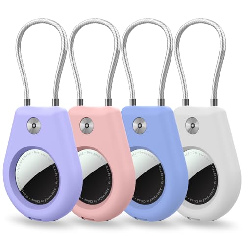 4 Pack Protect Case Compatible with Apple AirTag (4 White/Sky Blue/Pink/Purple)