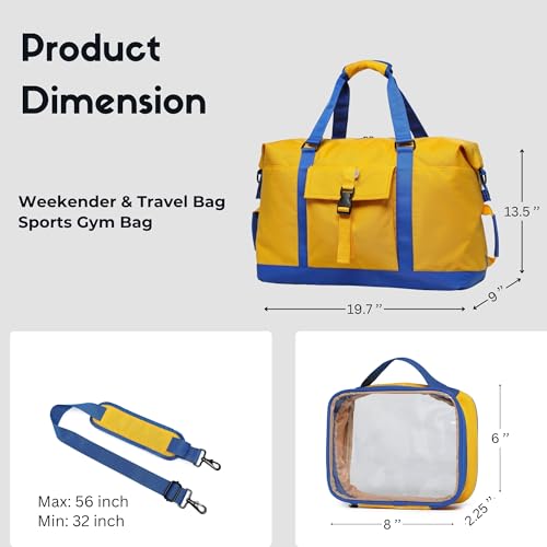 Duffel with Utility Pouch (Yellow and blue)