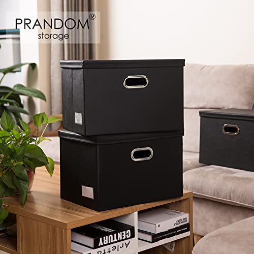 Collapsible Storage Bins with Lids [3 (Black / Medium(3-Pack))