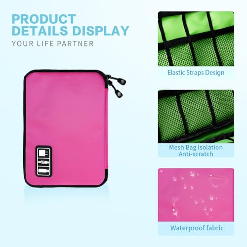 Portable Electronic Organizer Case (C-Rose Red-Green / Single Layer)