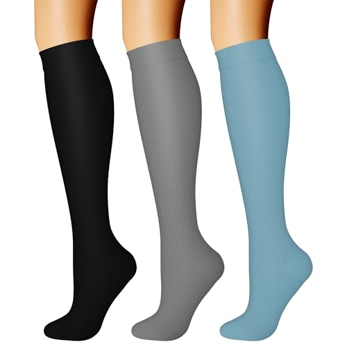 Compression Socks for Women & Men Circulation (Large-X-Large / 27 Black/Grey/Blue)
