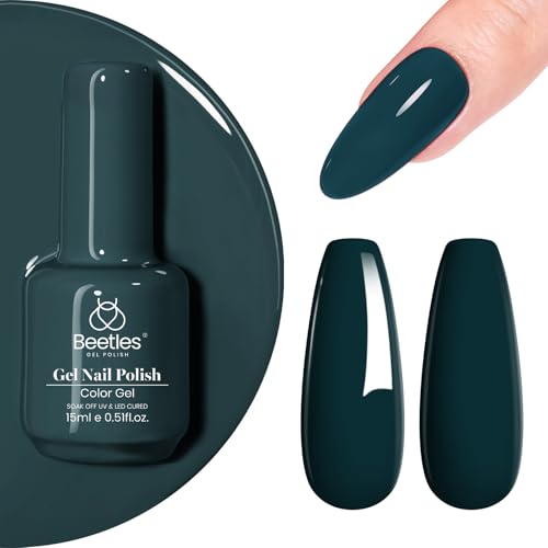 Beetles Dark Teal Gel Nail Polish (H - Creme Green | Navy Blue)