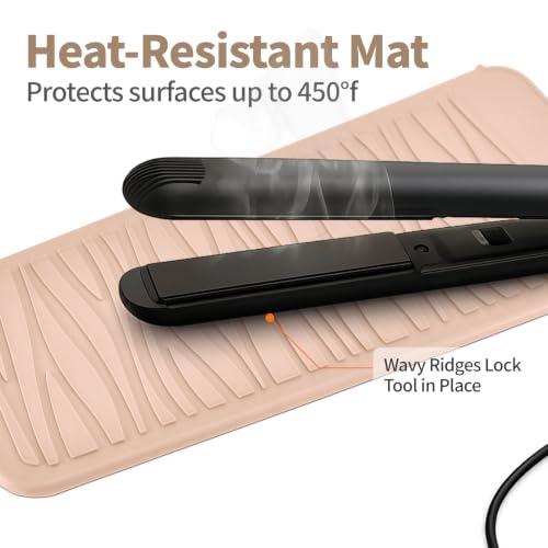 Silicone Travel Mat Pouch for Hair Straightener (1 Pack / Taupe)